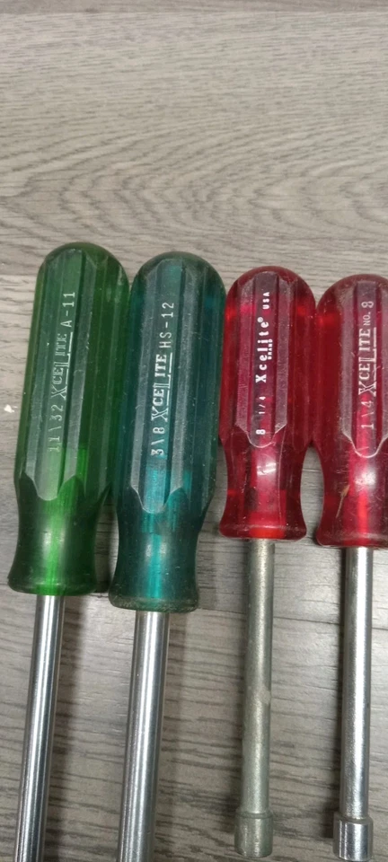 Vintage Xcelite Nut Drivers Mixed Lot Of 4 RED & GREEN - Image 2 of 3