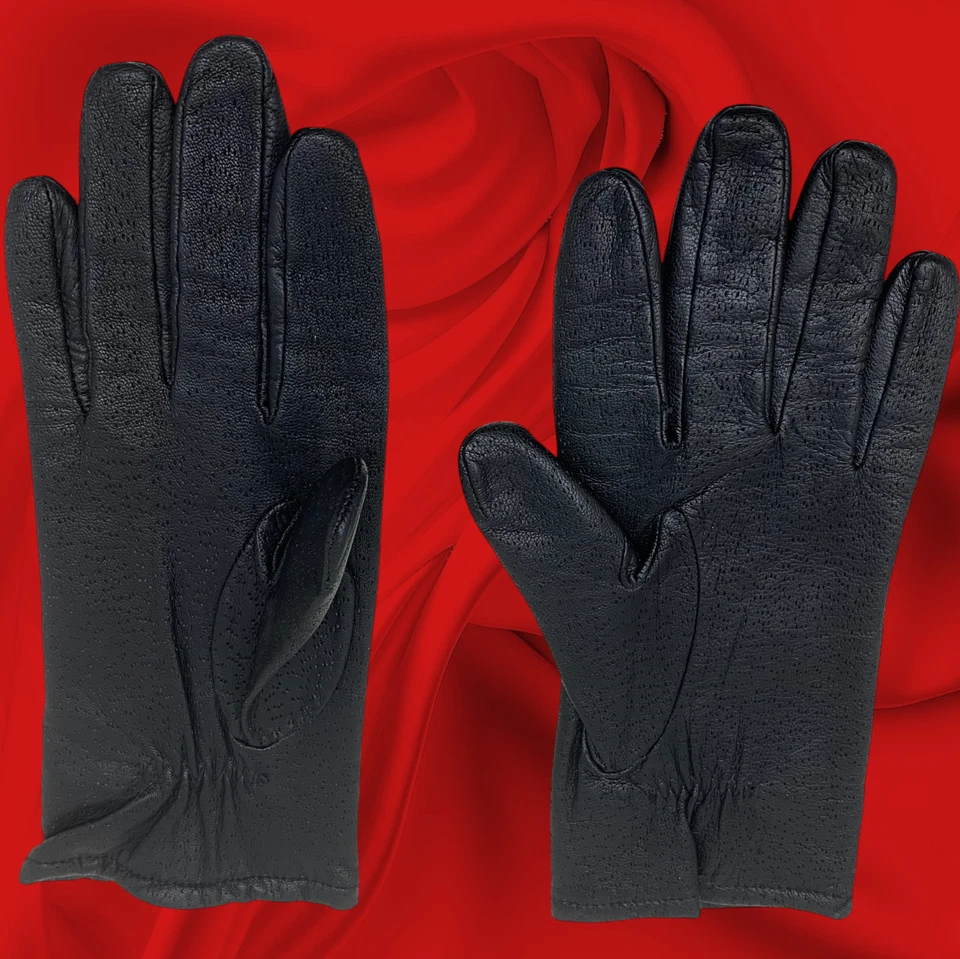 Vintage 1980's Fownes Leather Gloves Black Wrist Driving Perforated Sz 7.5 - Image 4 of 4