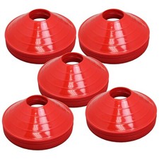 100 Bright Soccer Field Marking Coaching Red Disc Cones Sports Training Shiny