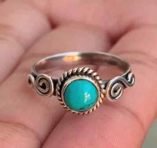 Designer Turquoise Gemstone Ring 925 Sterling Silver Handmade Ring All Size R141