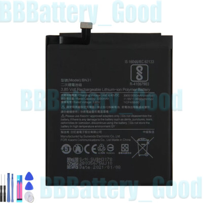 Replacement Battery BN31 For Xiaomi 5X Mi5X Redmi Note 5A A1 Y1 Lite S2 3080mAh