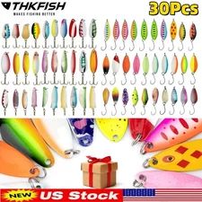 30 PCS Fishing Lures Metal Spinner Baits Bass Tackle Crankbait Trout Spoon Trout