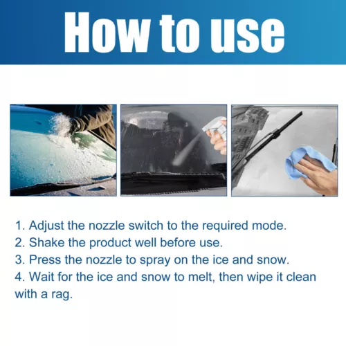 1-3X Car Deicing Agent Kit Windshield Ice Remover Spray Defroster Melting Deicer - Picture 5 of 15