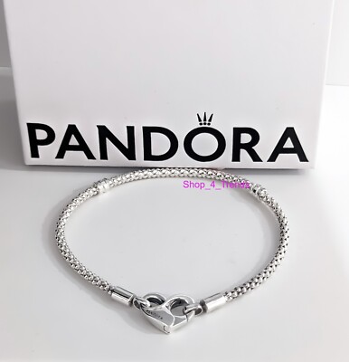 NEW PANDORA 592453C00 925 Silver Moment Studded Chain Heart NEW PANDORA 592453C00 925 Silver Moment Studded Chain Heart