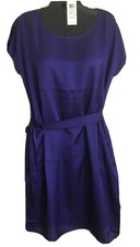 EILEEN FISHER Washed Silk ORGNC Cotton ATHNA Ballet NK Dress w/Tie  Pockets XXS