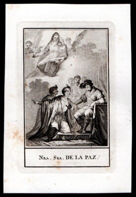 Estampa grabado antique Virgin de la Paz image pieuse santino holy card