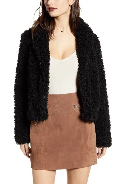 【HUGYOURSKIN】Teddy Fur Coat (Black) Teddy fur coat (Black) - hug your skin