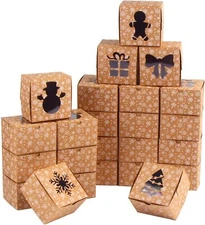 CCINEE Christmas Brown Cardboard Bakery Boxes, 24 Pack 4"x 2.5" 