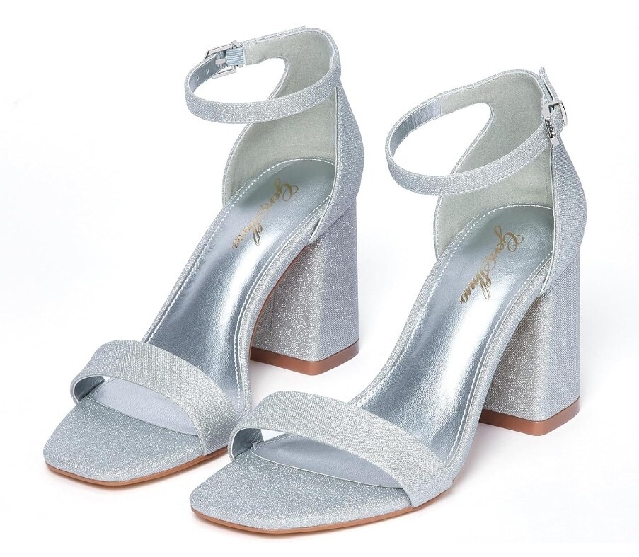 GENSHUO Women's Chunky Block Heels -3 inches Open Square Toe Ankle