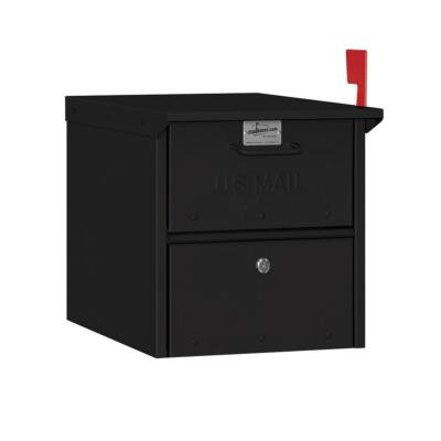 LARGE Locking Mailbox Security Post Mount Secure Lockable Mail Box Black Metal