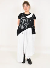 CRAZY H4 white /black asymmetric cotton jersey  dress size L/XL CLEARANCE