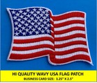 USA AMERICAN FLAG EMBROIDERED PATCH WAVING WAVY IRON-ON SEW-ON WHITE BORDER