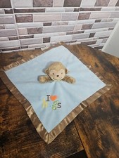 Carters I LOVE HUGS Brown Monkey Lovey Security Blanket Brown Satin Trim