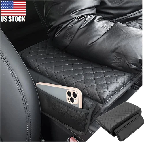 Car Armrest Pad Center Console Box Cover Leather Protector Cushion Accessories - Picture 14 of 14
