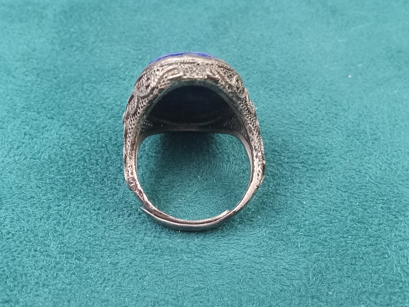 Old Ornate Chinese Export Silver Ring Setting wit… - image 4