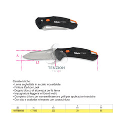Coltello Acciaio Inox Lama Seghettata Finitura Carbon - Beta 1778BS