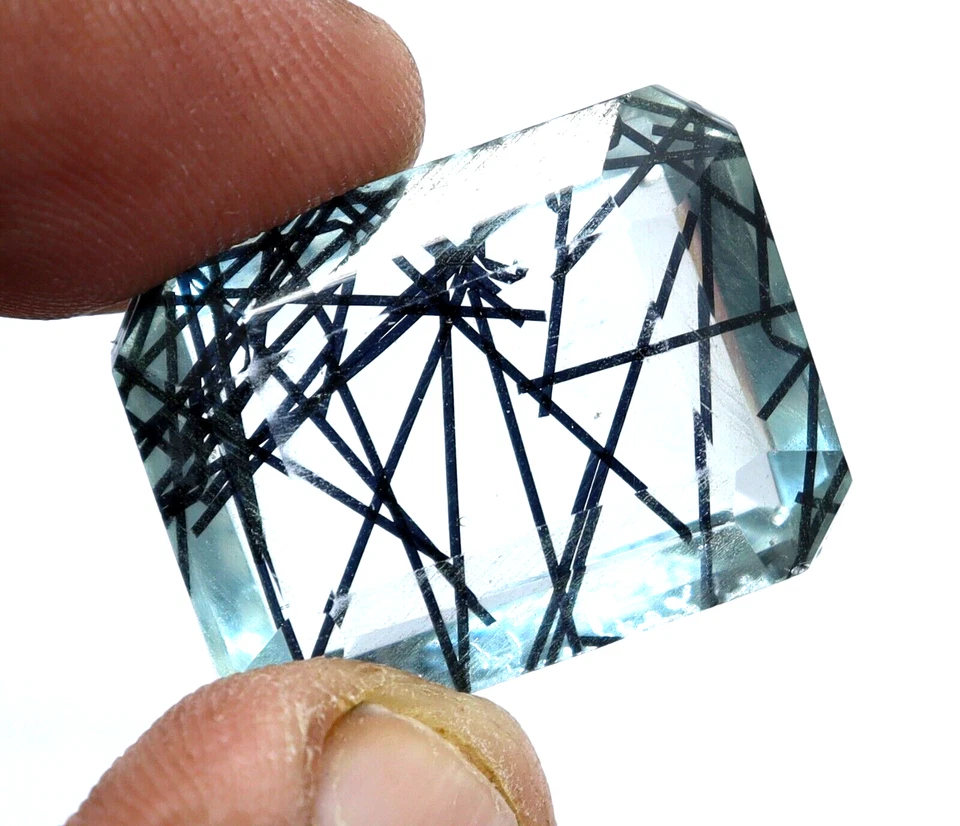 29 Karat Zertifiziert Smaragd Schnitt Schwarz Farbe Strahlende Quarz Lose Wams - Bild 2 von 4