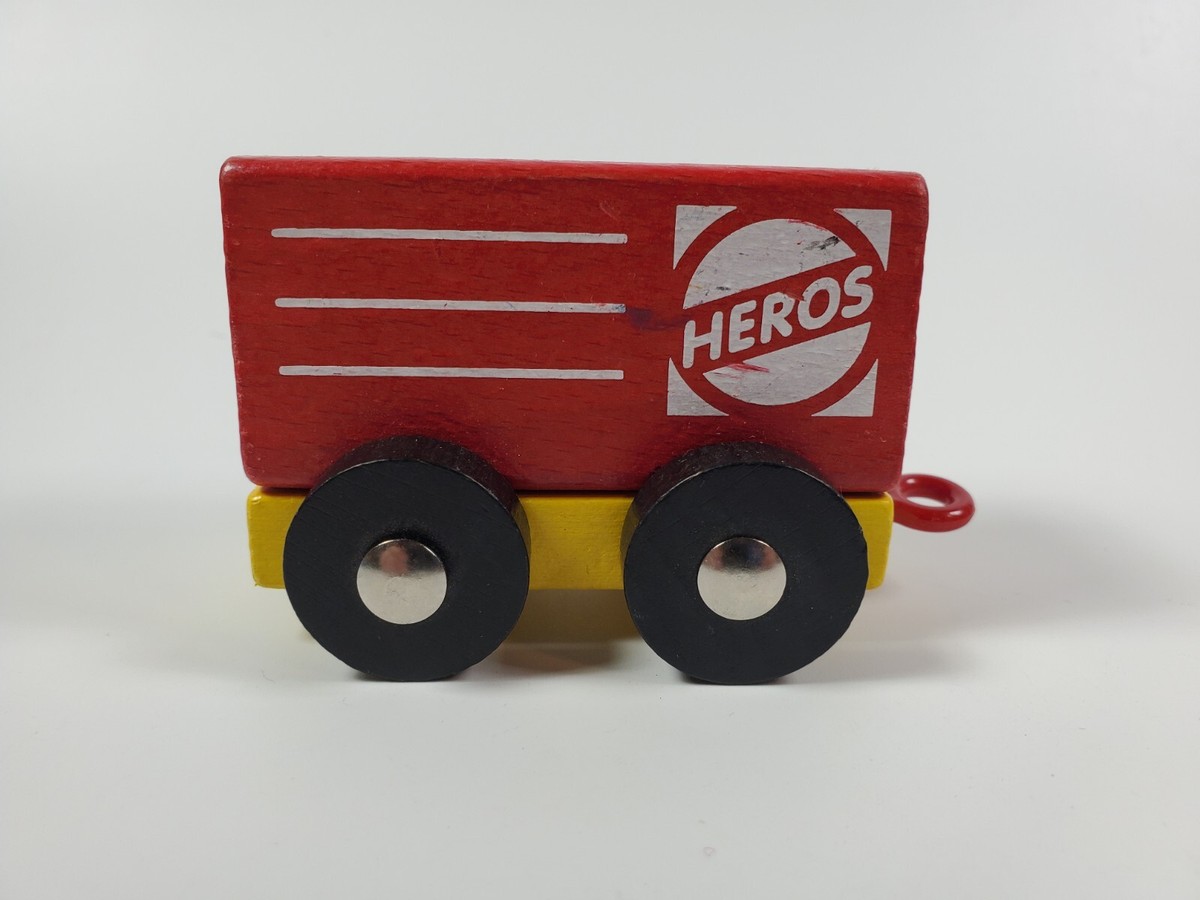 Vintage Heros Wooden Train Car With Black Wheels