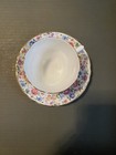STAFFORDSHIRE CROWN FINE BONE CHINA VINTAGE CUP & SAUCER SET- BUTTERFLIES & ROSE — photo 2