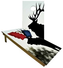 ELK Cornhole Boards BEANBAG TOSS GAME w Bags Winter Deer Hunting Hunt Set
