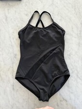 Capezio Black Camisole Ballet Leotard With Cute Mesh Details Size Child Large