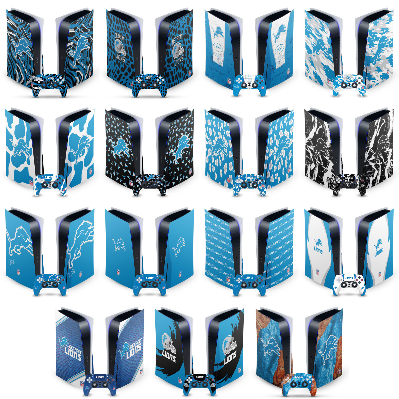 OFFICIAL NFL DETROIT LIONS VINYL SKIN DECAL FOR SONY PS5 DISC EDITION BUNDLE