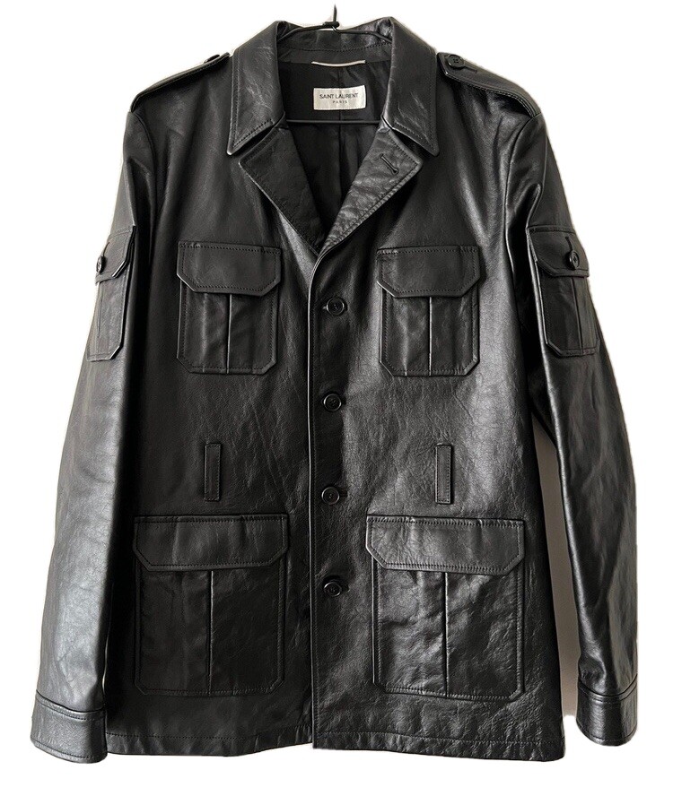 Saint Laurent leather utility jacket UK