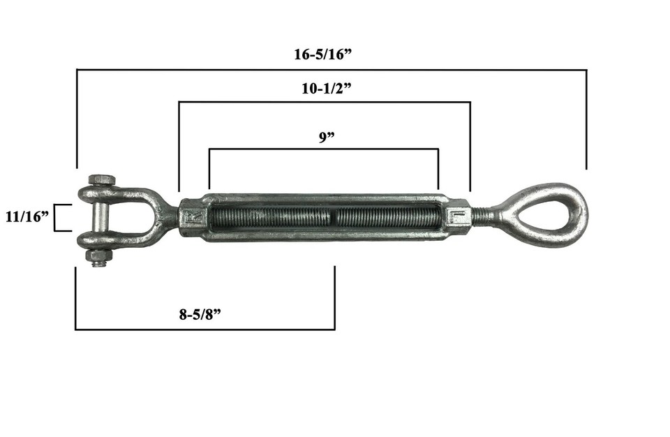 Lot De 5 Tendeurs à Œil/Mâchoire Forgé – 1/4" X 4" De Prise – Pour Ancrage & Tension