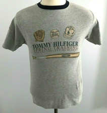 Vintage Tommy Hilfiger Spring Training Boy's Gray Ringer T-Shirt Size: M