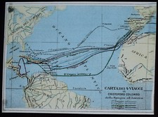 MAP OF SEA ROUTE NO2 C1910 Magic Lantern Slide CHRISTOPHER COLUMBUS