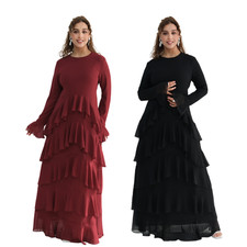 Elegant Women Muslim Dress Evening Gown Kaftan Abaya Dubai Turkey Eid Robe Maxi