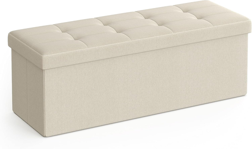 SONGMICS Mazie collection cream white 30-inch tufted storage ottoman bench