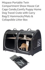 Mispace Portable TWIN Compartment Showhouse Cat Condo With Litter Box, Hammocks.