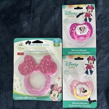 Disney Baby Minnie MouseOrthodontic Pacifiers X2 with Covers Teether 3 Months