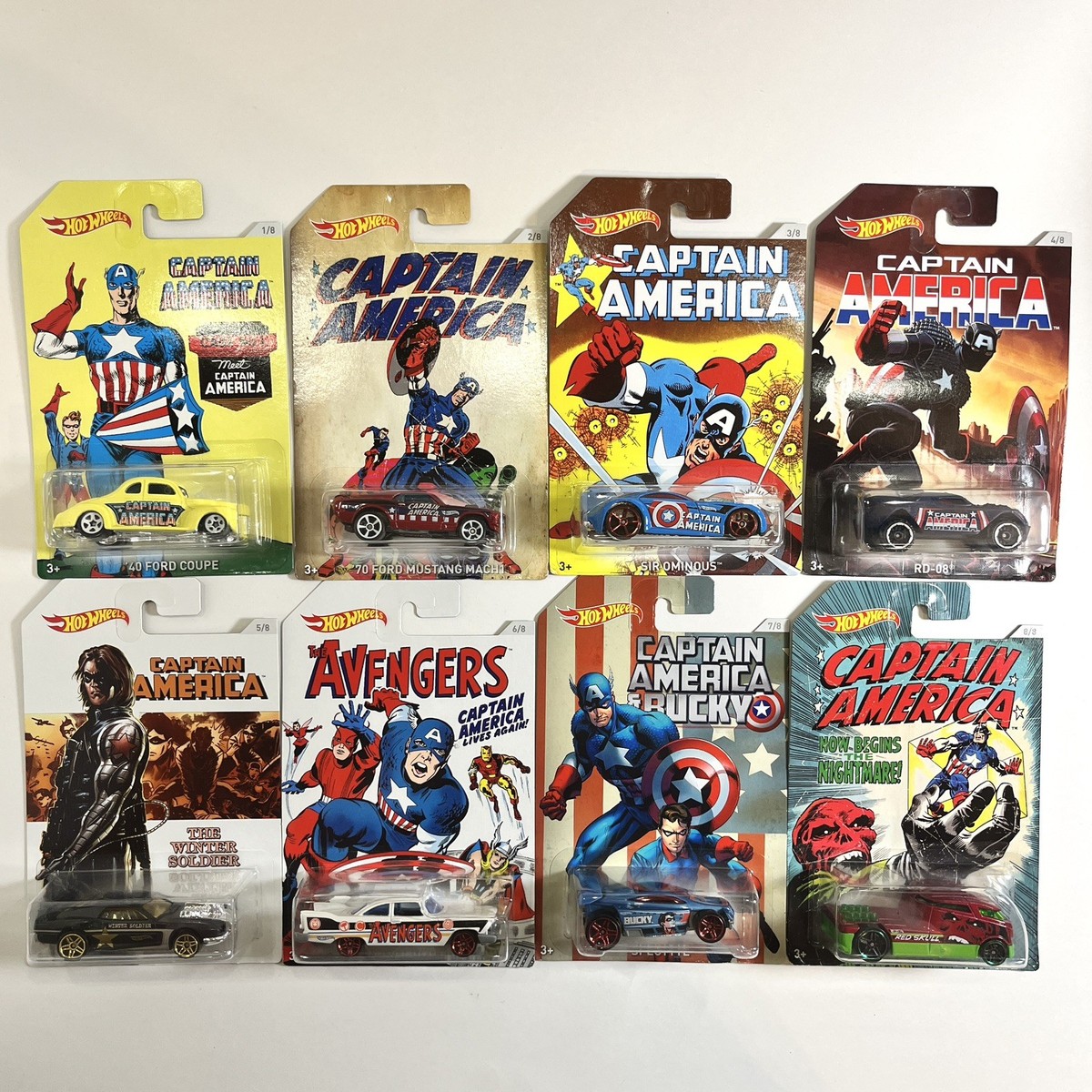 Hot Wheels 2015 Captain America, Marvel Avengers , Complete Set, 8