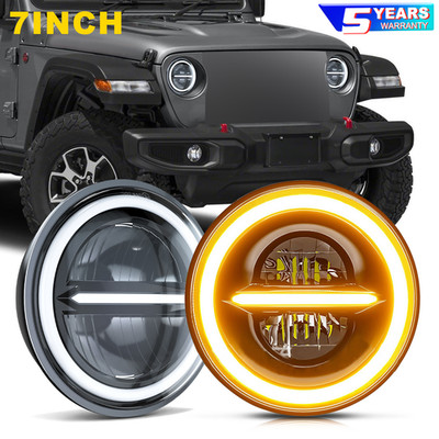Pair 7inch Round Led Headlights For TOYOTA LAND CRUISER FJ40 FJ60 J80 1965-1985