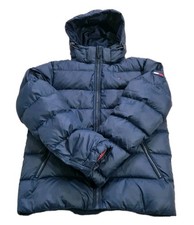 Tommy Hilfiger Puffer Jacket Men Navy Blue XL Feather Down Filled Hooded Padded 