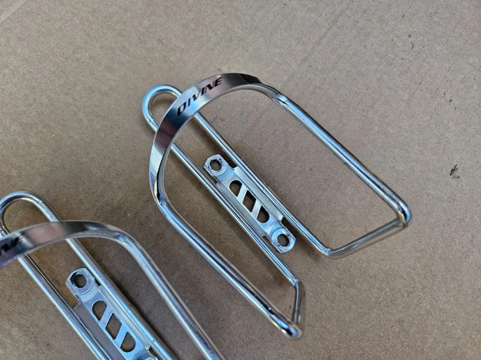 Set of 2 Divine Water Bottle Cages Bicycle Aluminum Silver Road Mountain Bike - Image 2 of 4