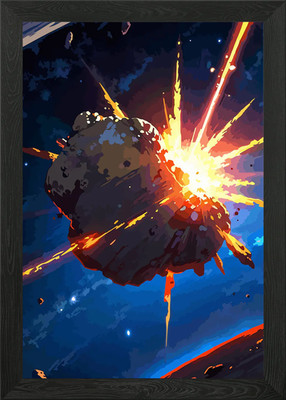 Asteroid Impact Gerahmtes Wandbild Poster Leinwanddruck Bild