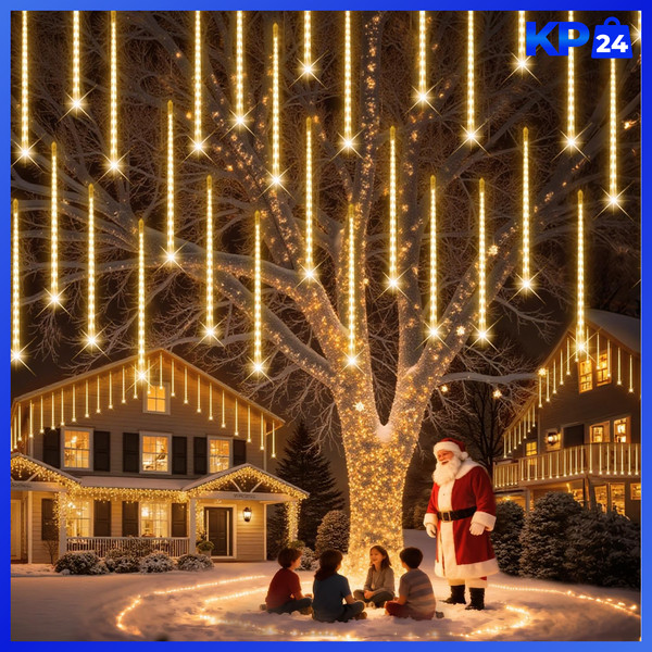 LED Weihnachtsbeleuchtung AußEn 12 RöHren Warmweiß Dekoration Weihnachten-image