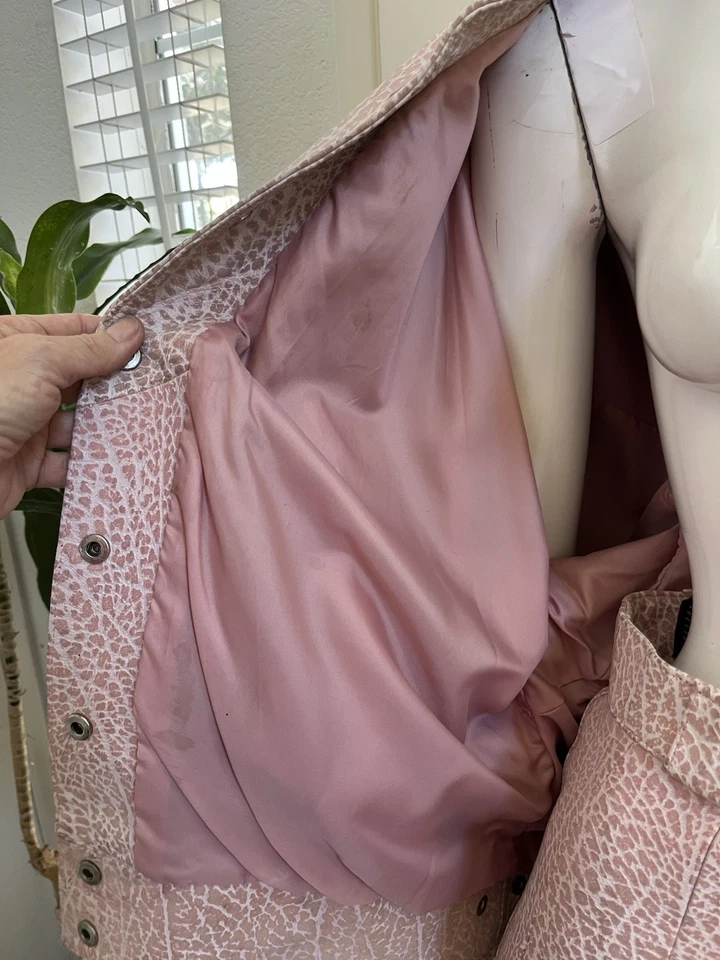V.S.O.P. Conjunto Chaqueta/Falda COÑAC VINTAGE AÑOS 80 Cuero Rosa GLAM ROCK Talla M 9/10 Foto 3 de 4