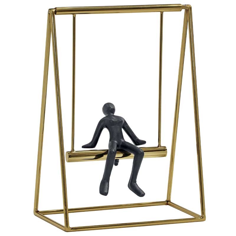 Statuette aluminium homme sur balançoire déco salon design