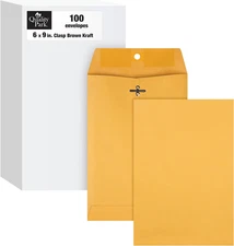 6 X 9 Clasp Envelopes, Clasp and Gummed Closures for Storing or Mailing, 28 Lb K