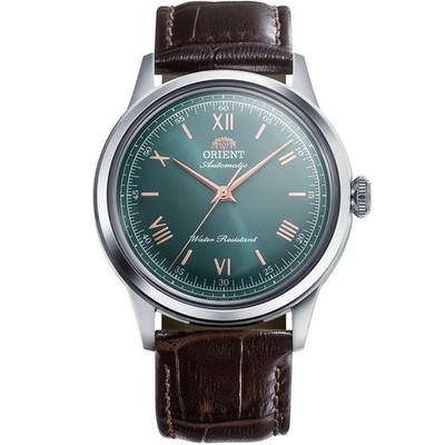 Orient Herren Automatik Uhr RA-BB0001E30B Bambino 38mm grünes Zifferblatt Leder 30M