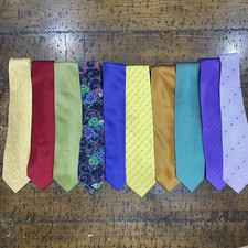 Lot of 10 Men  s Neck Ties Brand Names Designer 100 Silk Vintage 1A 