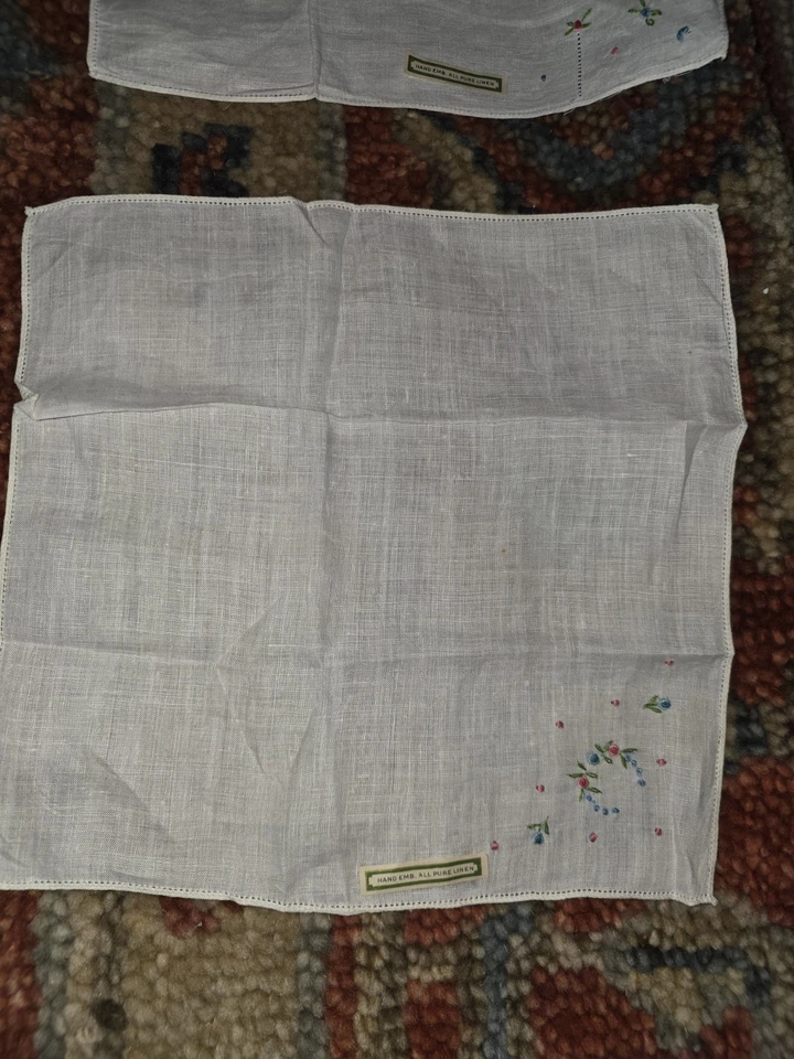 Lote De Colección 18 Pañuelos Damas Borde Tatuado Variedad Irlanda Lino Estampado  Foto 4 de 4