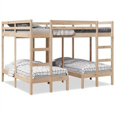 Dreifach Etagenbett Holzbett Kinderbett Bett Lattenrost Massivholz Kiefer vidaXL