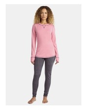 2-Piece ClimateRight Cuddl Duds Women s XL Base Layer Top Leggings Grey Tartan