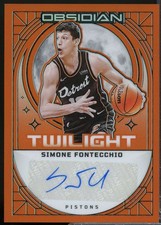 Simone Fontecchio 2023-24 Obsidian Twilight Auto Electric Etch Orange Flood #17 