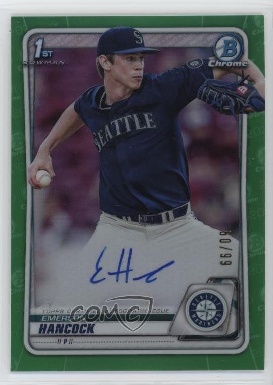2020 Bowman Draft Chrome Picks Green Refractor 50/99 Emerson Hancock Auto 9hx